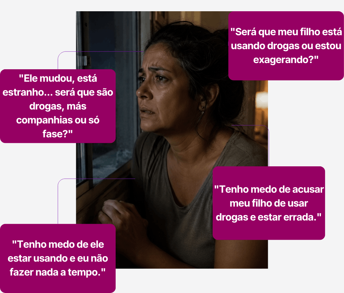 Mãe angustiada com a dúvida sobre o filho